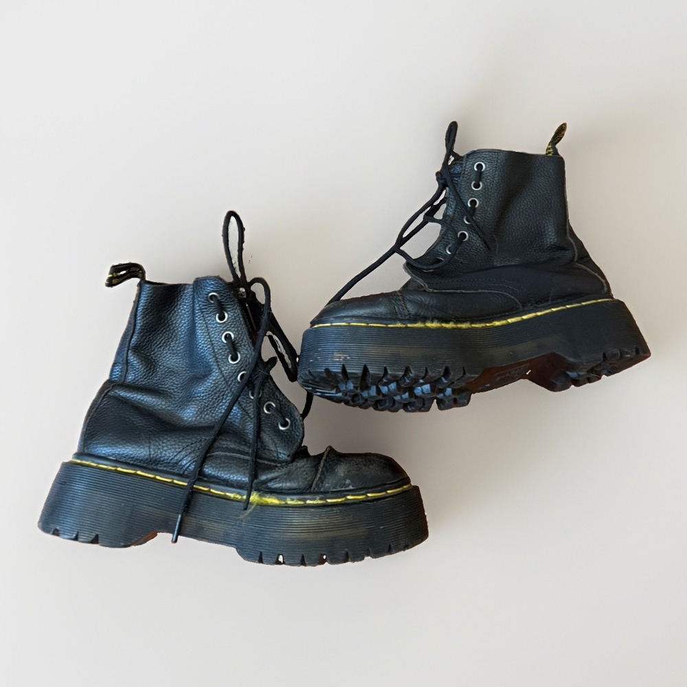 Dr Martens Sinclair Platform Boots Black US M 6.5 Leather Front Zip